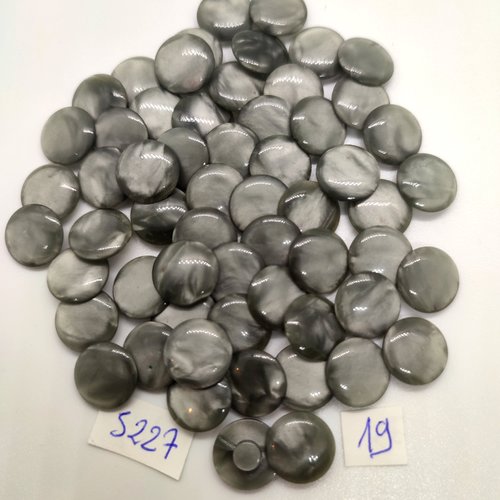 59 boutons en résine gris - 12mm - tr5227