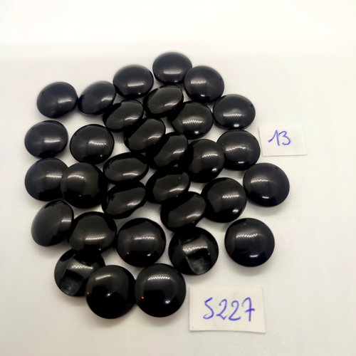 31 boutons en résine noir - 12mm - tr5227