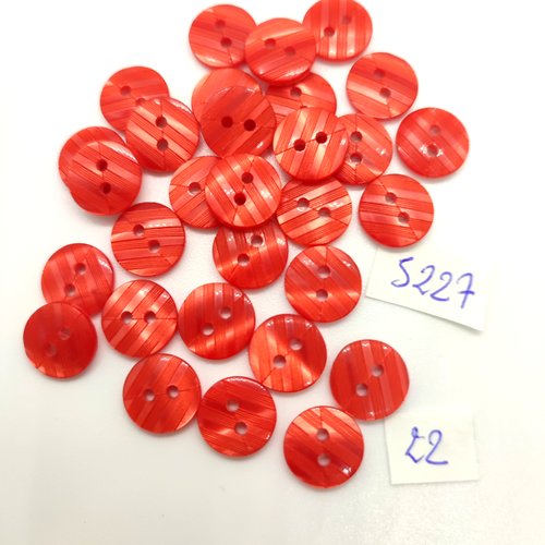 30 boutons en résine rouge et rose dessous - 11mm - tr5227