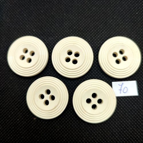 5 boutons en résine blanc cassé - 27mm - bri70