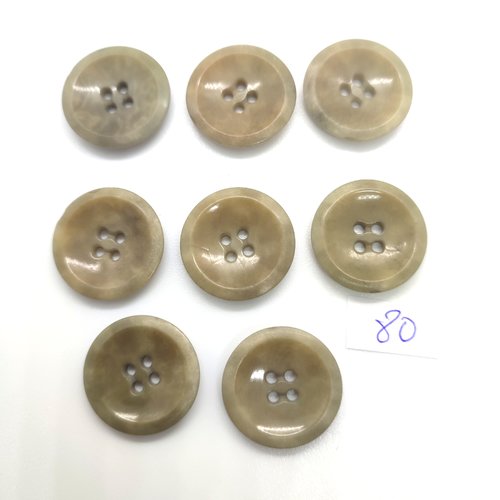8 boutons en résine taupe / vert - 21mm - bri80