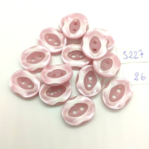 14 boutons en résine rose - 15x18mm - tr5227