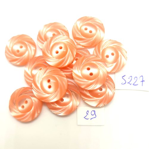 12 boutons en résine rose / orange - 18mm - tr5227