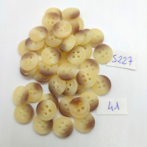 44 boutons en résine beige et marron - 11mm - tr5227