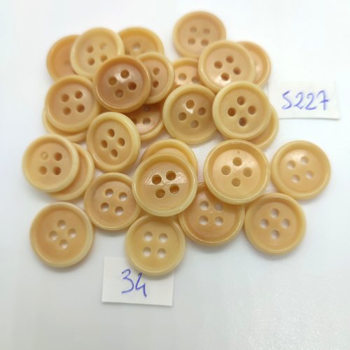 27 boutons en résine beige - 14mm - tr5227