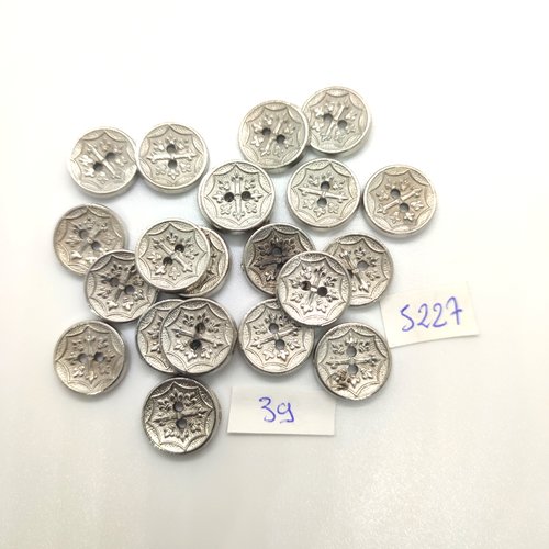 21 boutons en résine argenté - 15mm - tr5227