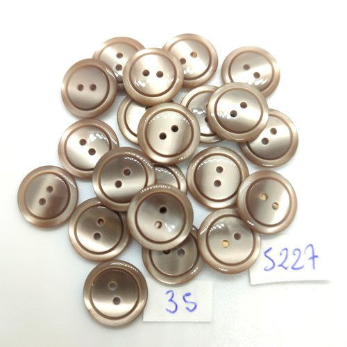 21 boutons en résine marron / taupe - 14mm - tr5227