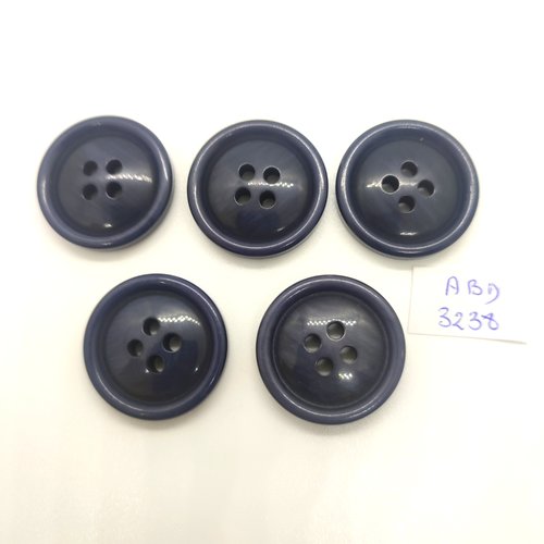 5 boutons en résine gris foncé / bleu - 28mm - abd3238