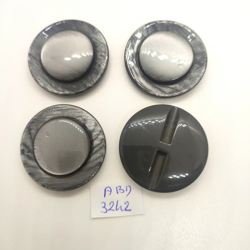 4 boutons en résine gris - 34mm - abd3242