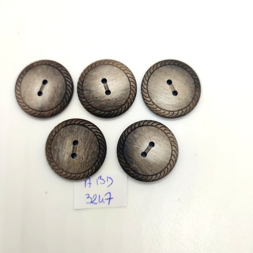 5 boutons en résine gris - 23mm - abd3247