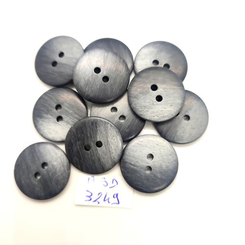 11 boutons en résine gris - 20mm - abd3249