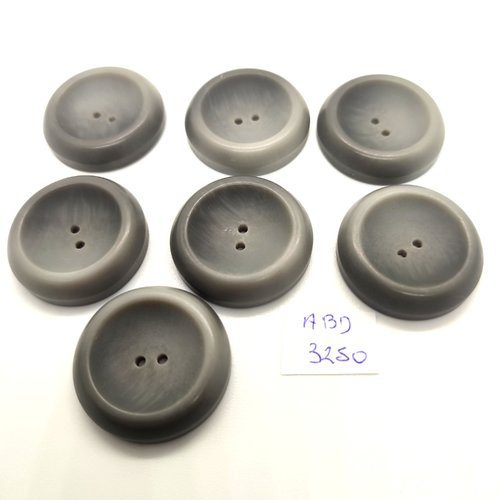 7 boutons en résine gris - 28mm - abd3250