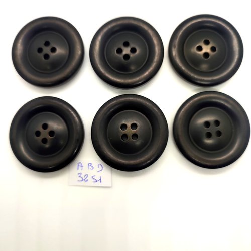 6 boutons en résine noir - 34mm - abd3251