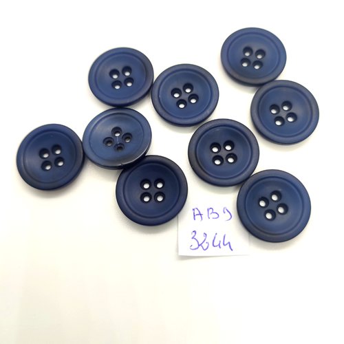 9 boutons en résine bleu - 20mm - abd3244