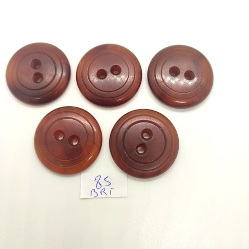 5 boutons en résine marron opaque - 30mm - bri85
