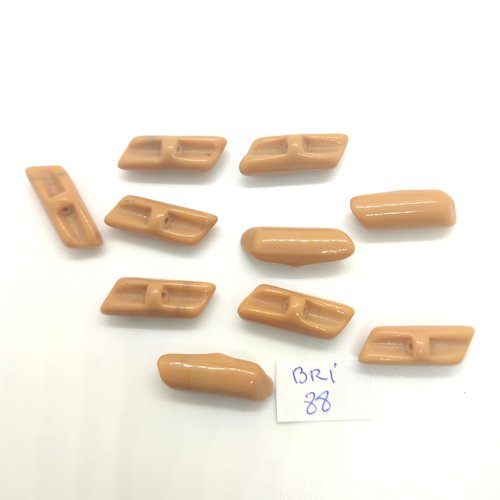 10 boutons en verre beige - 13x24mm - bri88