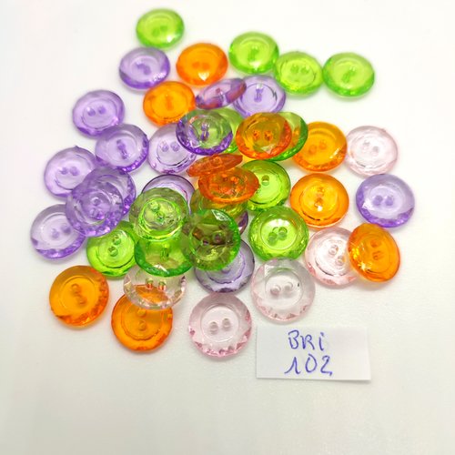 43 boutons en résine multicolore - 12mm - bri102