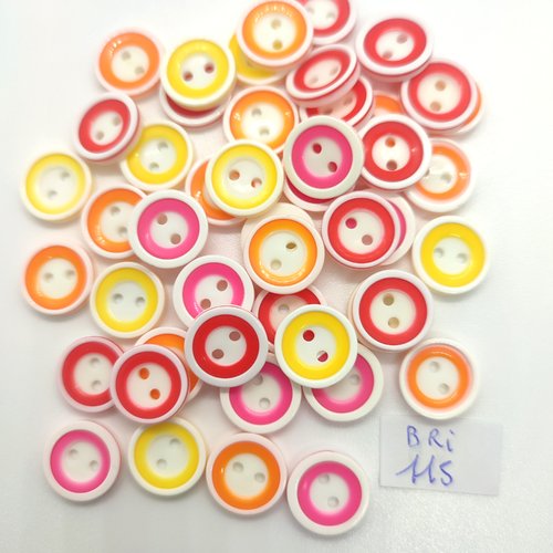 48 boutons en résine multicolore - 13mm - bri115