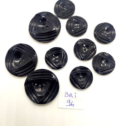 10 boutons en résine noir - 25mm et 17mm - bri96