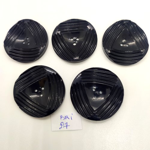5 boutons en résine noir - 31mm et 35mm - bri97