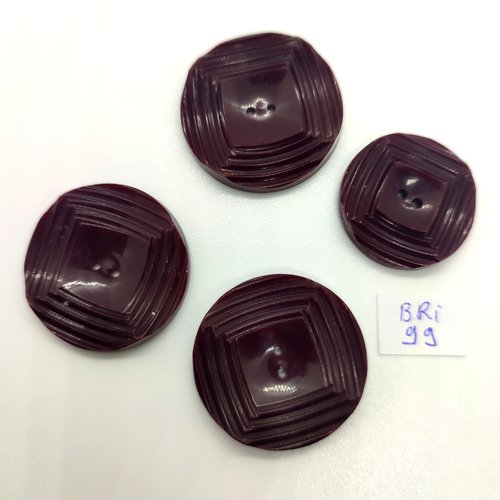 4 boutons en résine marron / bordeaux - 30mm et 25mm  - bri99