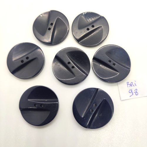 7 boutons en résine noir - 26mm  - bri98