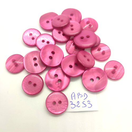 22 boutons en résine fuchsia - 13mm et 15mm  - abd3253