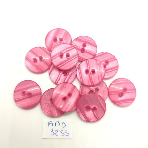 13 boutons en résine rose / fuchsia - 17mm  - abd3255