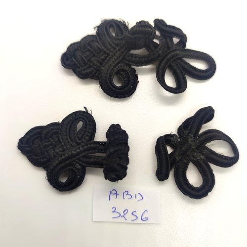 2 boutons en passementerie noir - 6cm fermé  - abd3256