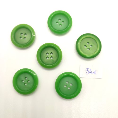 6 boutons en résine vert - 22mm - 341