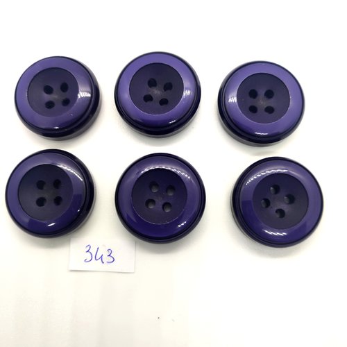 6 boutons en résine violet -28mm - 343
