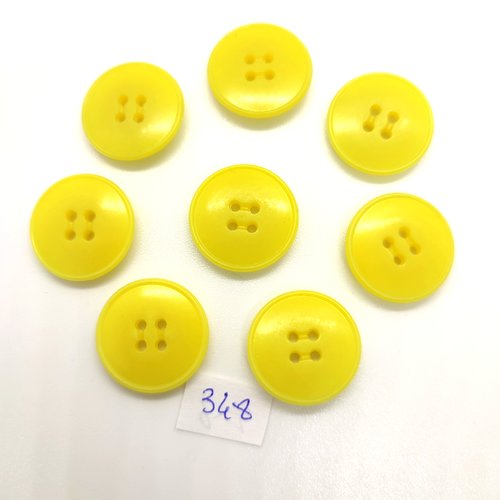 8 boutons en résine jaune - 20mm - 348