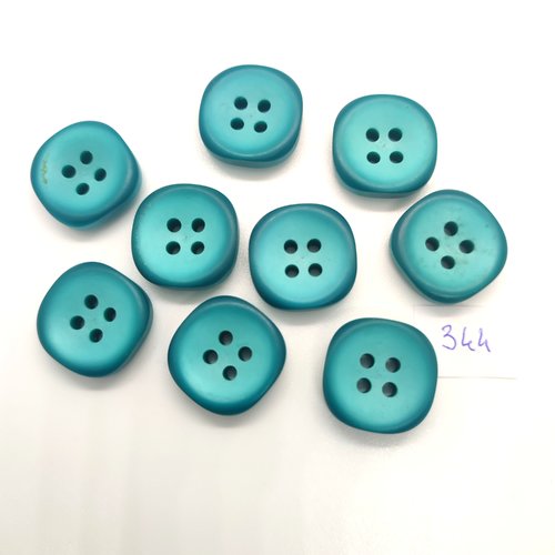 9 boutons en résine bleu / vert - 20x20mm - 344