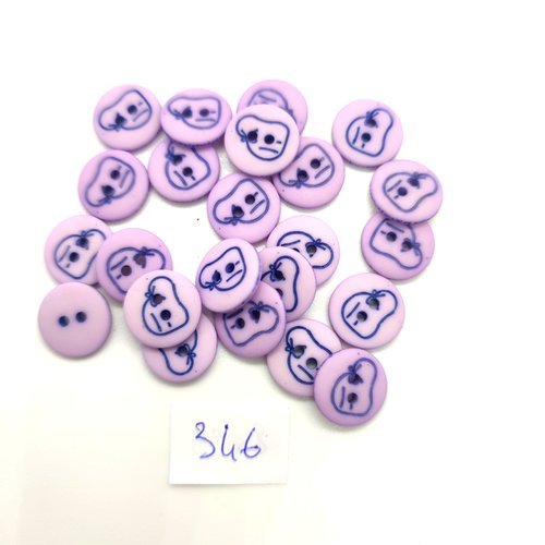 23 boutons en résine lilas - 11mm - 346