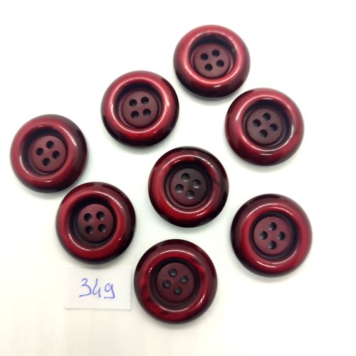 8 boutons en résine bordeaux - 22mm - 349