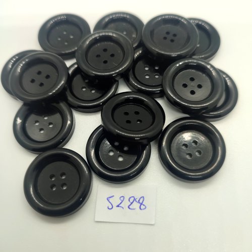 16 boutons en résine noir - 22mm - tr5228