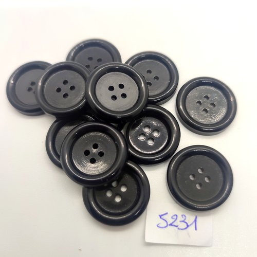 11 boutons en résine noir - 20mm - tr5231