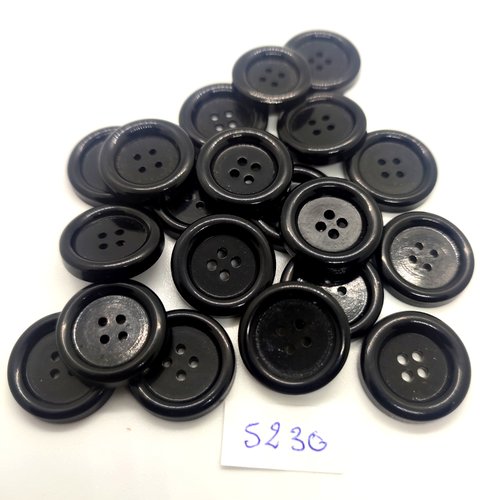 20 boutons en résine noir - 20mm - tr5230