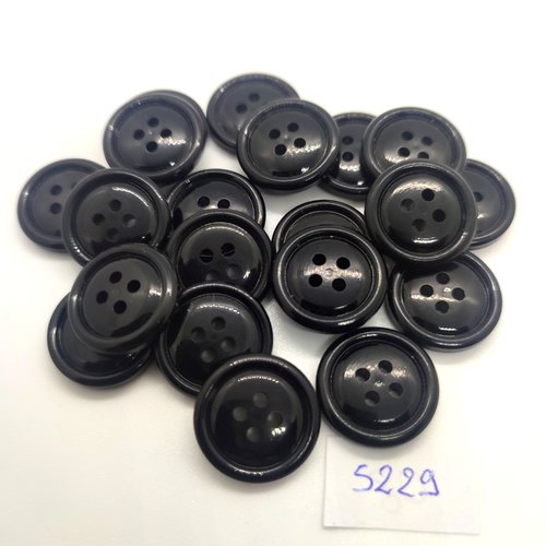 20 boutons en résine noir - 18mm - tr5229