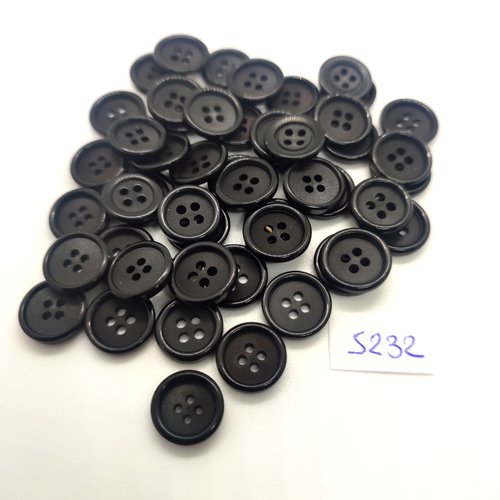 50 boutons en résine noir et gris - 12mm - tr5232