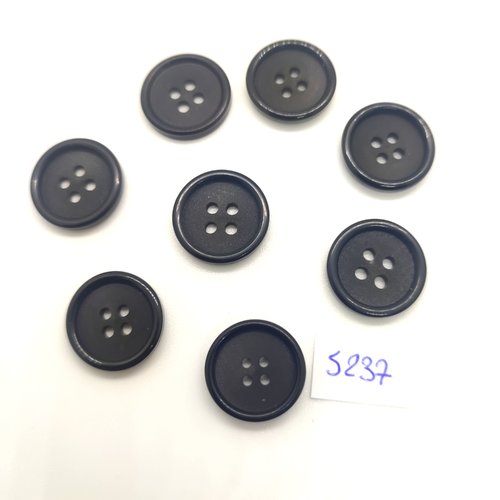 8 boutons en résine noir et gris - 18mm - tr5237