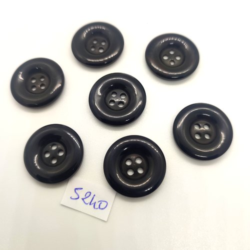 7 boutons en résine noir - 22mm - tr5240