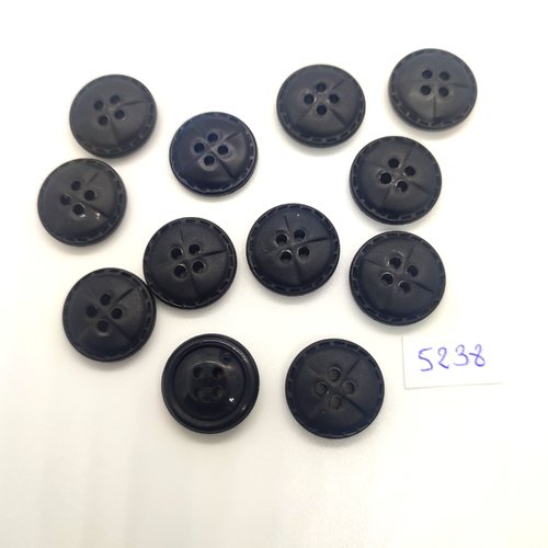 12 boutons en résine noir - 18mm - tr5238