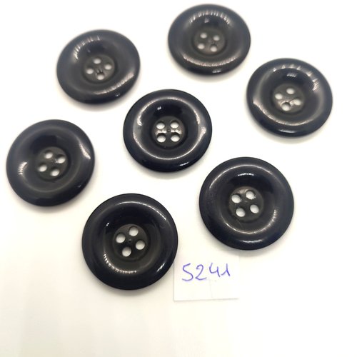 7 boutons en résine noir - 25mm - tr5241