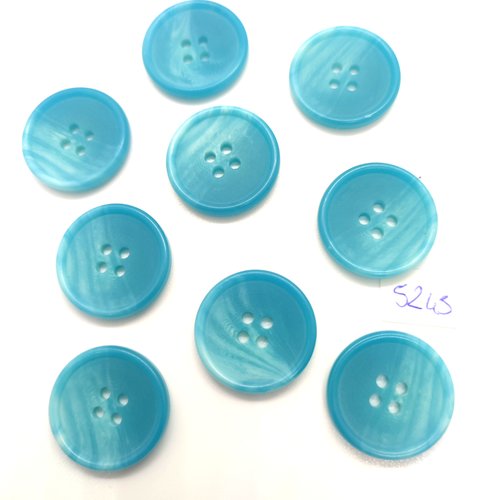 9 boutons en résine bleu / vert - 22mm - tr5245