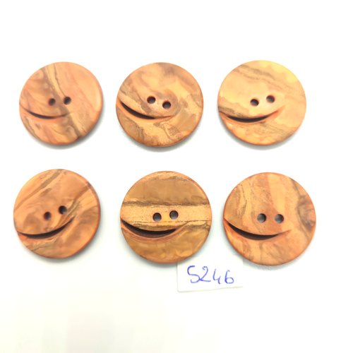 6 boutons en résine marron clair - 23mm - tr5246