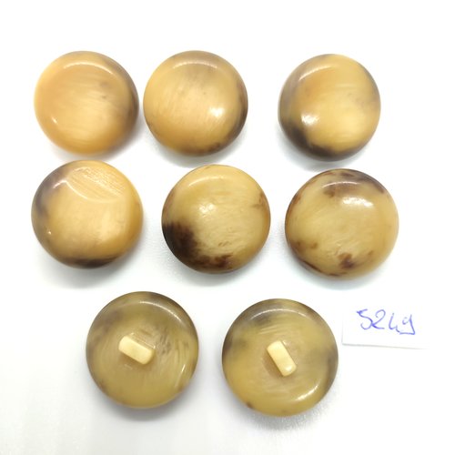 8 boutons en résine marron et beige - 23mm - tr5249