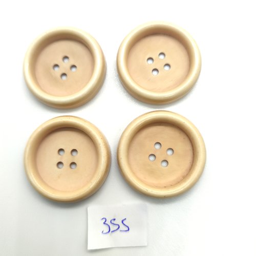 4 boutons en résine beige clair - 26mm - 355