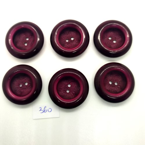 6 boutons en résine bordeaux - 30mm - 360