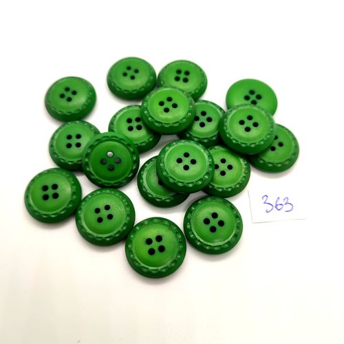18 boutons en résine vert - 18mm - 363